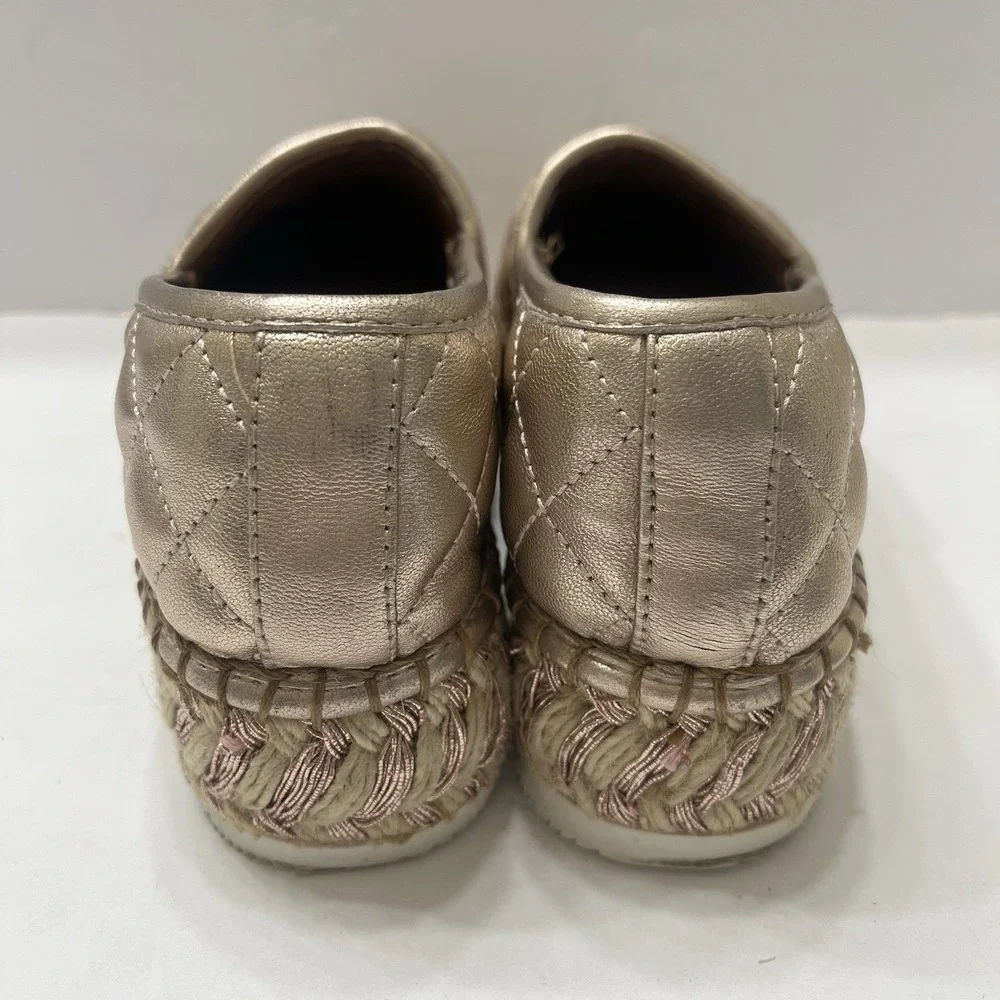 J/Slides Metallic Quilted Leather Espadrille Rose Gold Women's 8